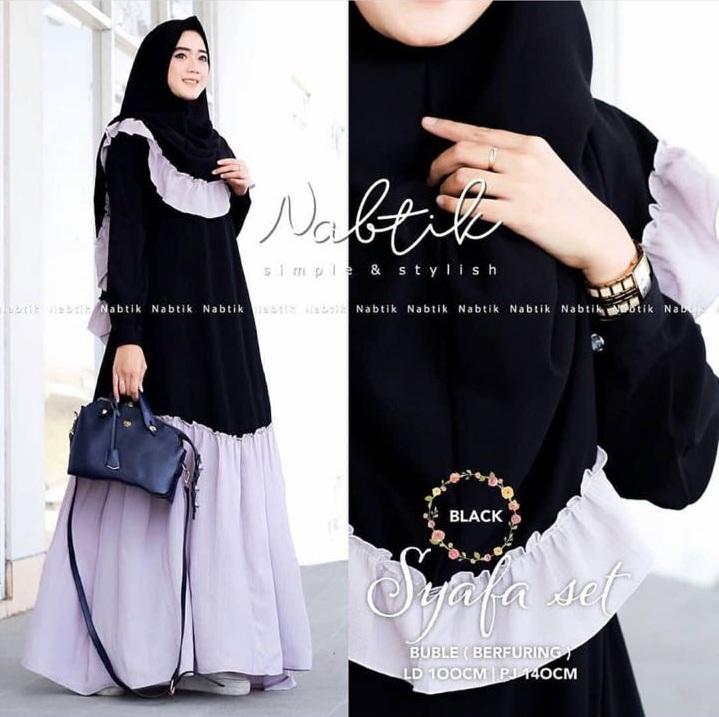 Baju Original Dress Syafa Set Syari Gamis Wolfice Fashion Terusan Wanita Panjang Hijab Modern Pakaian Syar’I Muslimah Casual Gaun Pesta Baju Kekinian Modis Trendy Baju Terbaru
