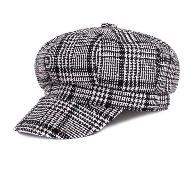 Newsboy cap newsboy hat houndstooth topi hitam black