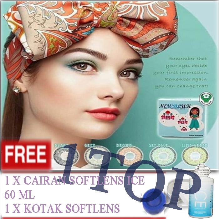 Softlens Newbluk Free Cairan Pembersih Softlens ICE 60 ml + Lenscase - Black Hitam