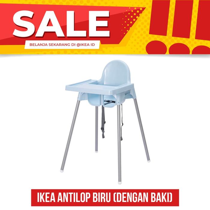 IKEA ANTILOP High Chair, Kursi makan anak dengan baki, Biru