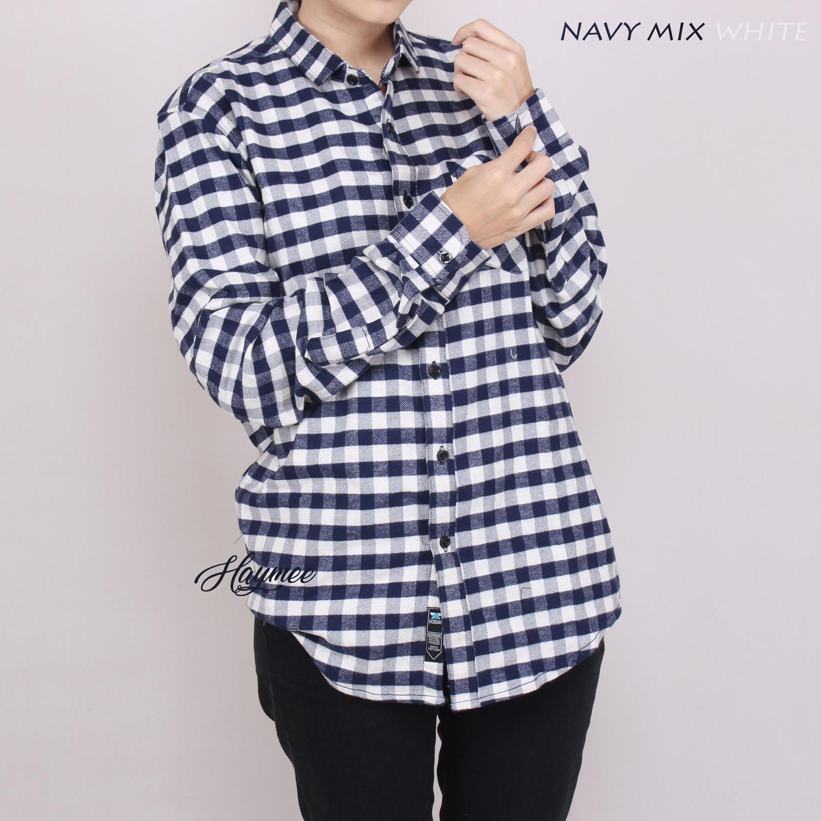 Haymeestore Kemeja Flanel Wanita Lengan Panjang Exclusive Baju Kemeja Flannel Cowok Kerja Kantoran Formal Kemeja Distro