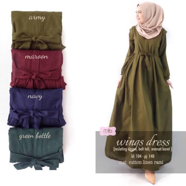 Baju Gamis Cantik Long Dress Maxi Wanita Muslim Wings XL Busui