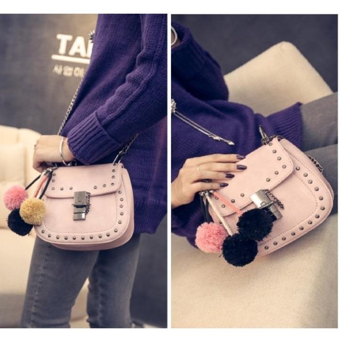 Harga Spesial!! Tas Tenteng Selempang Hitam Pink Wanita Like GC Guess Marie Claire - ready stoC-K