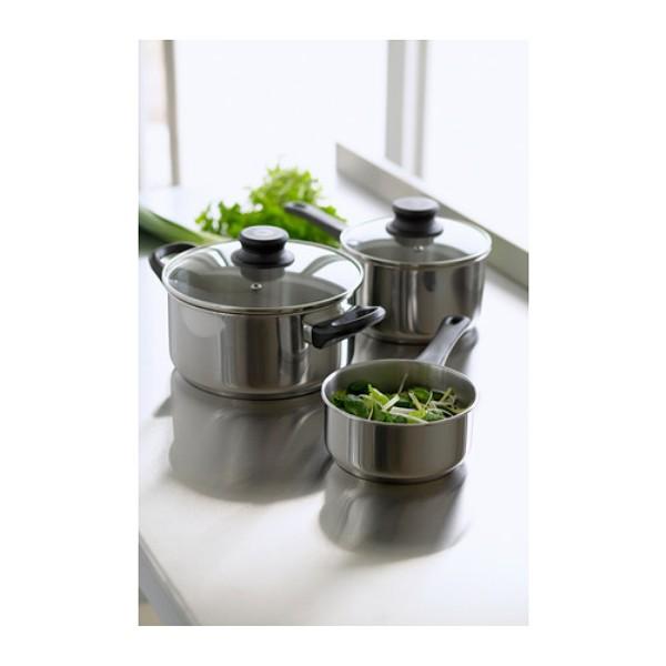 IKEA Set Unit Panci Peralatan Masak Baja Tebal Tahan Karat - 5 piece Cookware Set