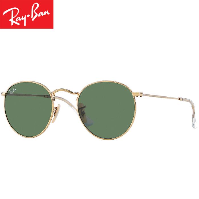 Rayban RB3447 001 50-21 Round Metal Kacamata Pria Wanita Eye Wear Men Women Sunglasses Gold Frame Green Classic Lens
