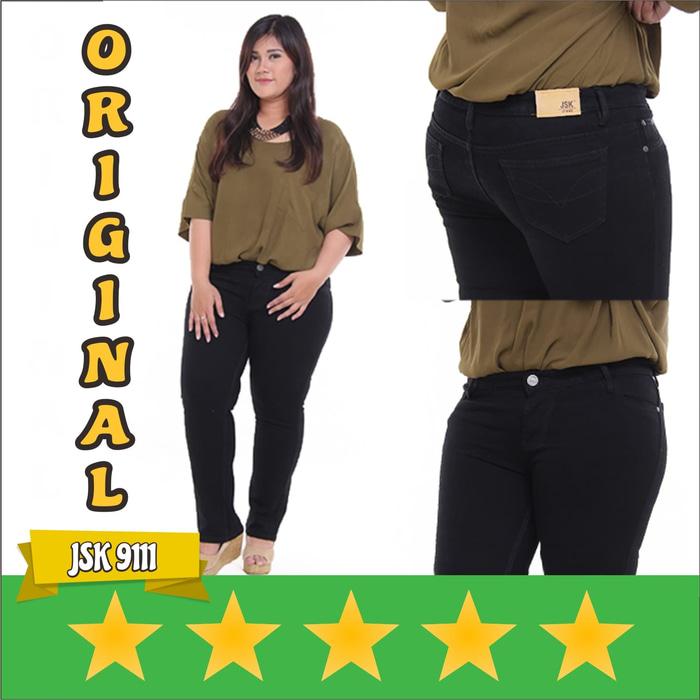 JSK 9111 - Big Size Celana Jeans Cutbray Wanita Murah Bahan Premium
