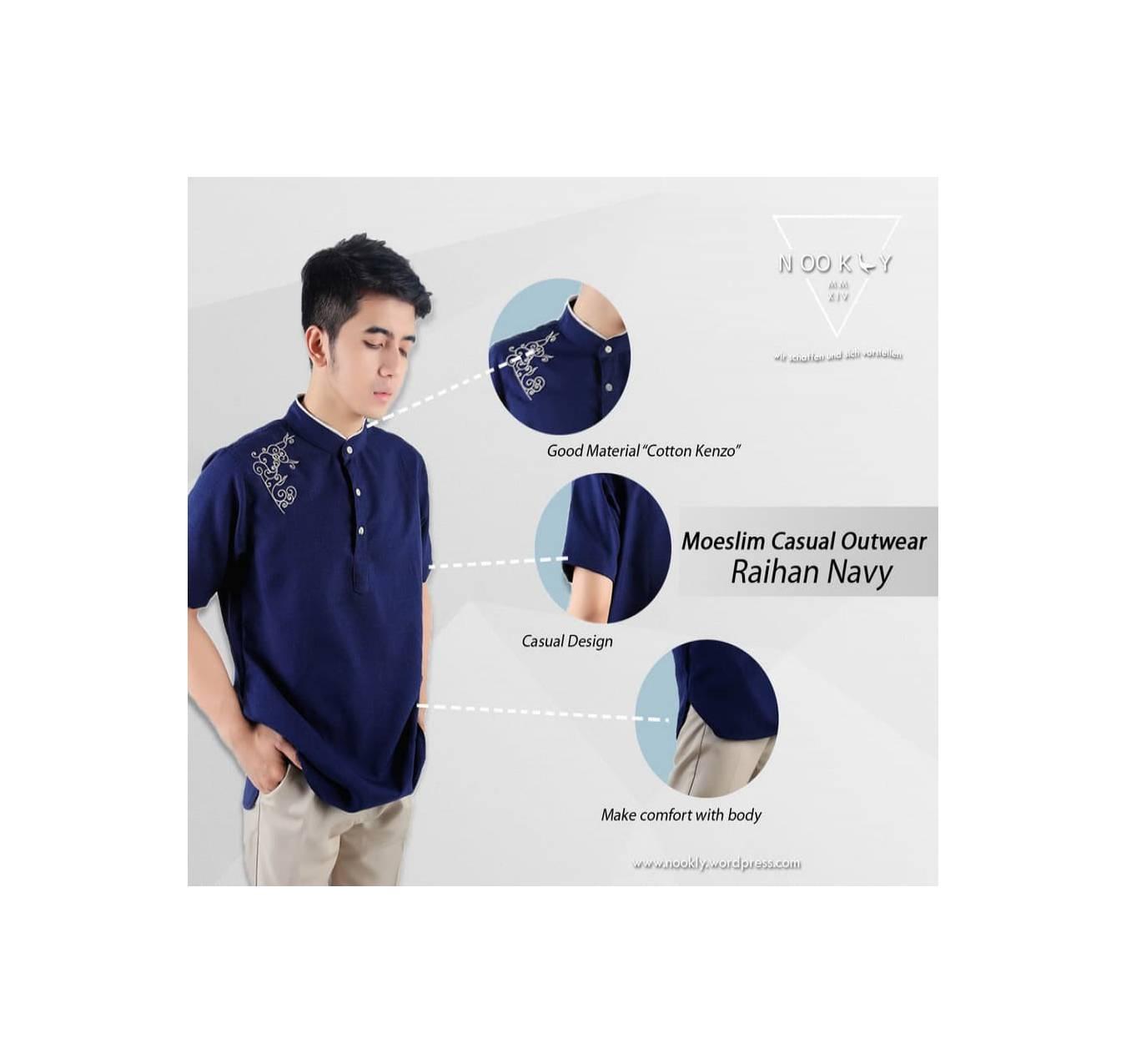 BAJU KOKO RAIHAN NAVY/BAJU TAQWA KEMEJA KOKO/BAJU KOKO LENGAN PENDEK