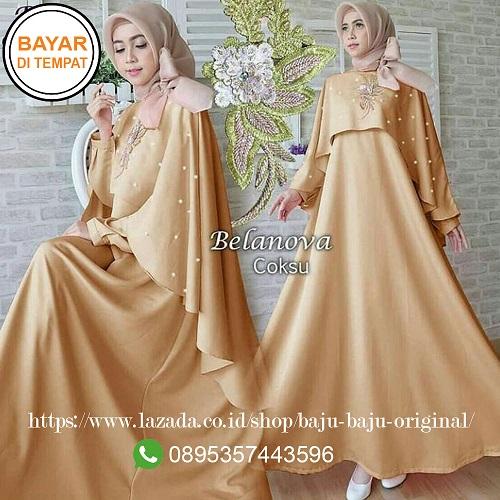 Baju Original Gamis Belanova Dress Pelvet Mix Mutiara Baju Wanita Gamis Baju Terusan Panjang Baju Kerja Gaun Pesta Murah Remaja Baju Muslim Terbaru 2018