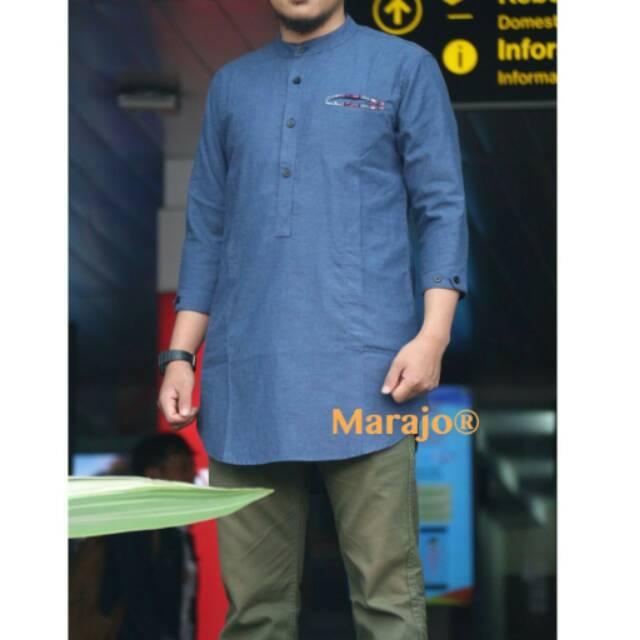 kurta pakistan marajo original premium dengan bahan oxford jahitan rapi tampil elegant sunnah muslim (hitam)