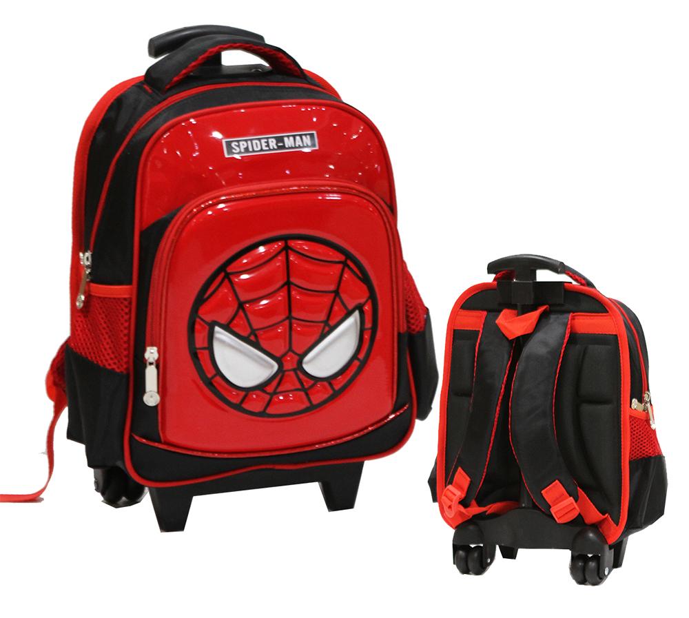 Onlan Tas Trolley Anak TK Import Motif Karakter Anak Laki Laki Spiderman Mata Super Hero 6D