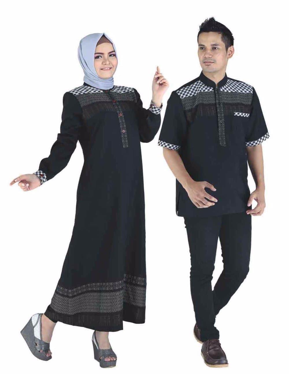 jual Baju Couple Muslim Koko Warna Hitam Trendy