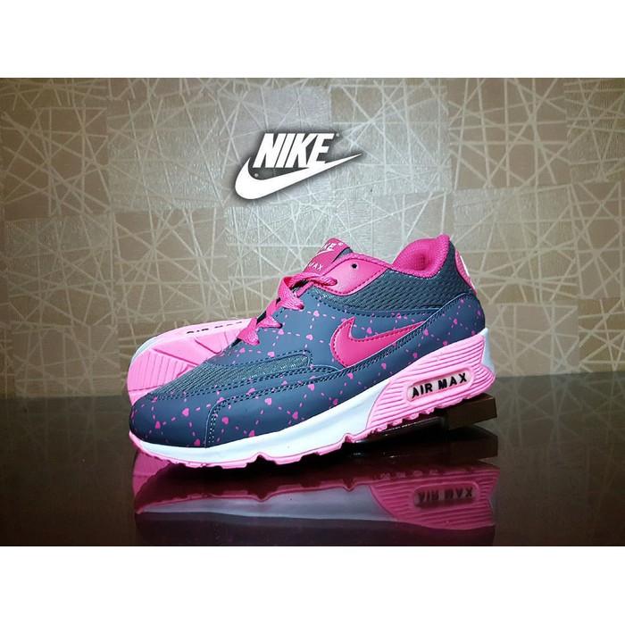Promo Sepatu Sport Nike Airmax T90 Abu Pink / Casual Gym Senam Wanita Gratis Ongkir