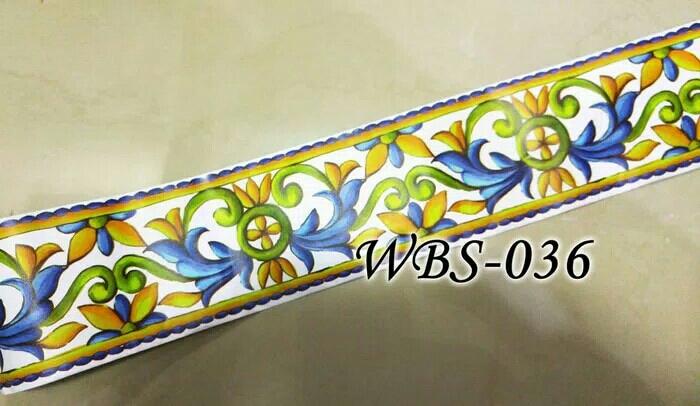 Best Seller - WBS036 White N Green Motif Wall Border Sticker Kaca & Dinding 10M List