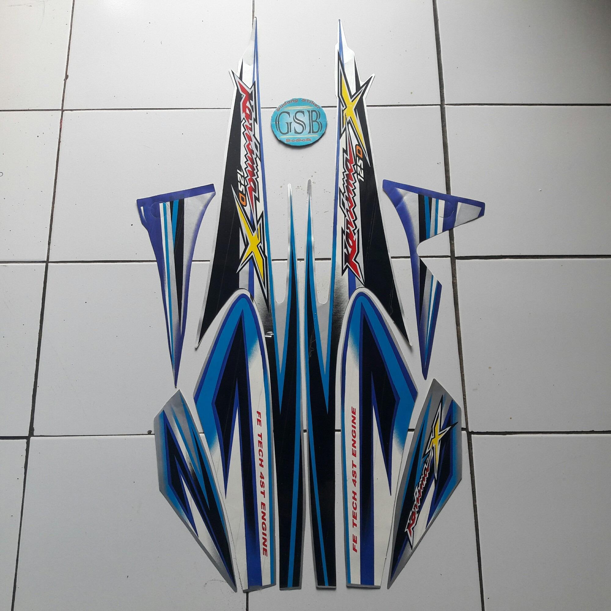 Stiker Striping Motor Honda Karisma x 125 2005 silver-biru