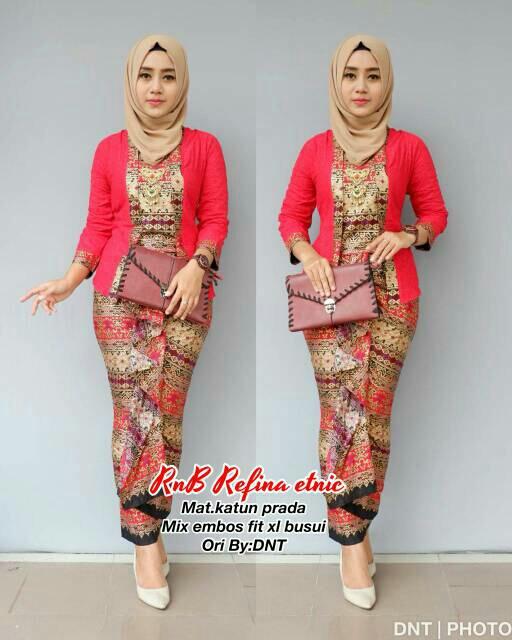 TERMURAH- Baju Wanita Terbaru 2018 -Kebaya Couple Modern - Couple Batik – Batik Sarimbit - Baju Wanita Terbaru - Batik Kondangan - Baju Batik Couple Revina Etnic Merah