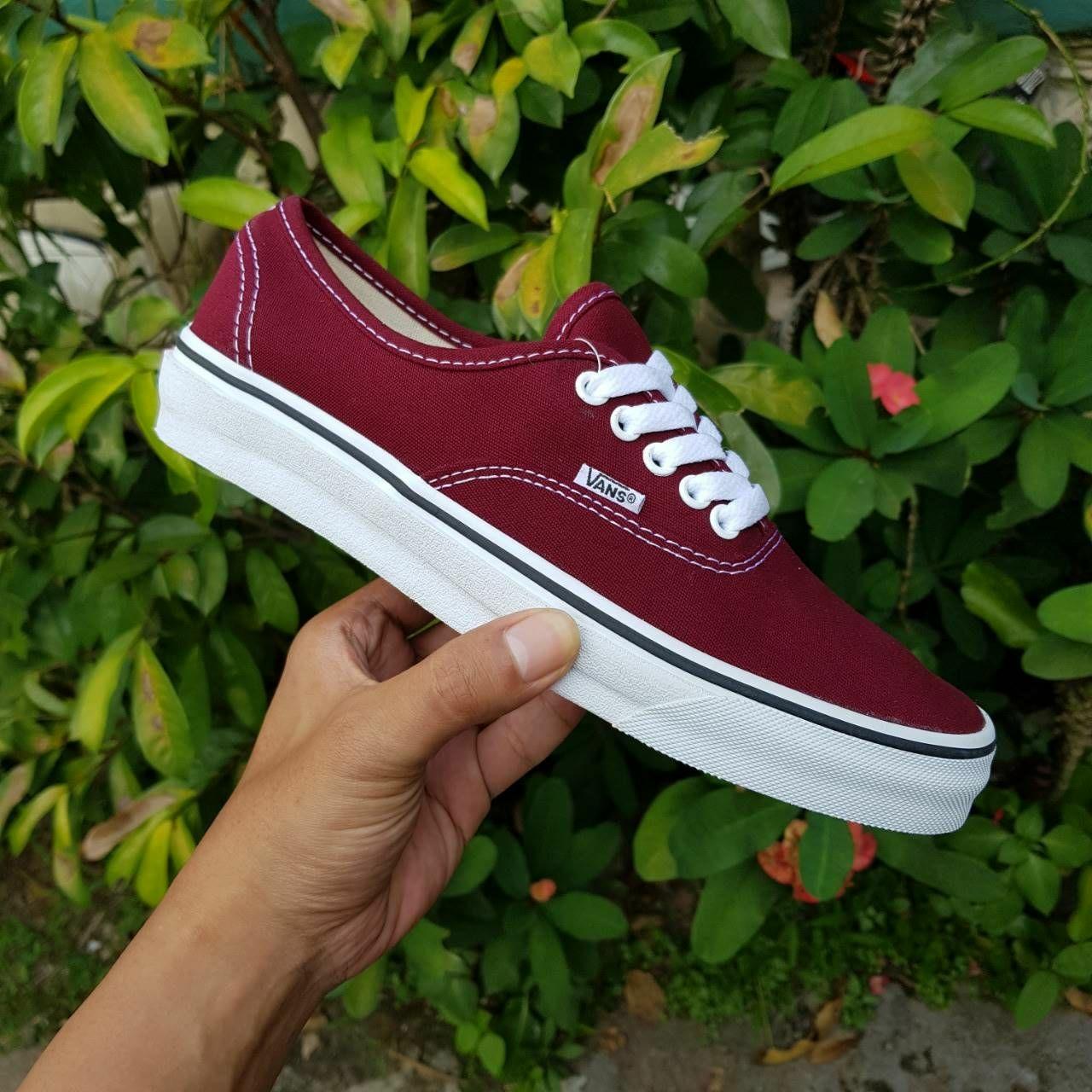 Promo Sepatu Vans Authentic Maroon White