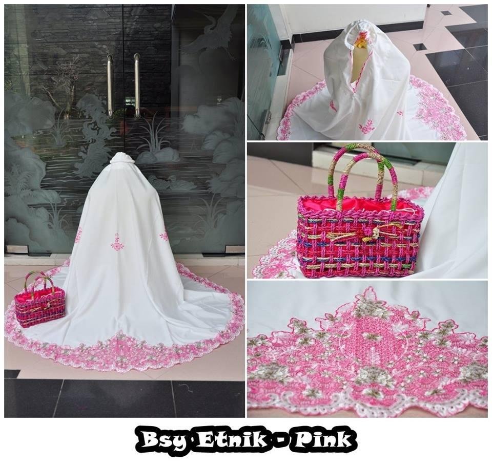 PERLENGKAPAN SHOLAT WANITA MUKENA BSY ETNIK PINK