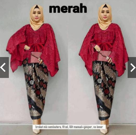 IndonesiaHeritage Setelan 3 in 1 Kebaya Batik Pesta Modern Wanita Cape brukat Brokat + Rok Lilit Silky + Tali Obi - Fashion Kondangan Hijab Jilbab Muslimah Muslim Gamis Kebaya Gaun Pesta Maxi dress Brukat Brokat Wanita Jumbo XXL ihsalmasha