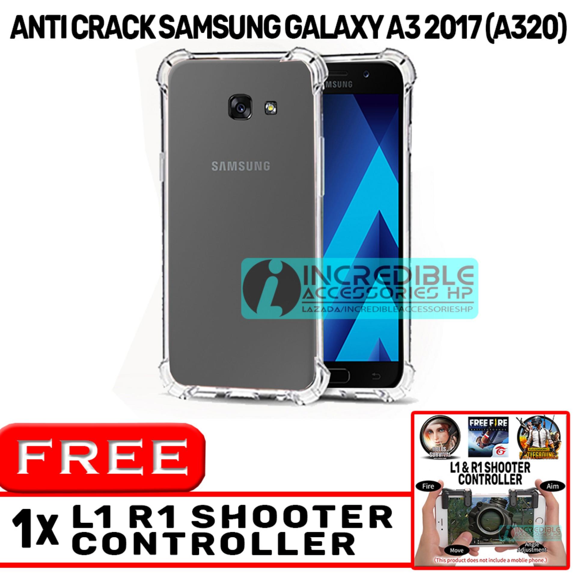 Anti Crack for Samsung Galaxy A3 2017 (A320) Softcase Elegant Anti Shock Jelly Case - Bening + Free PUBG Mobile L1 R1 Shooter Controller