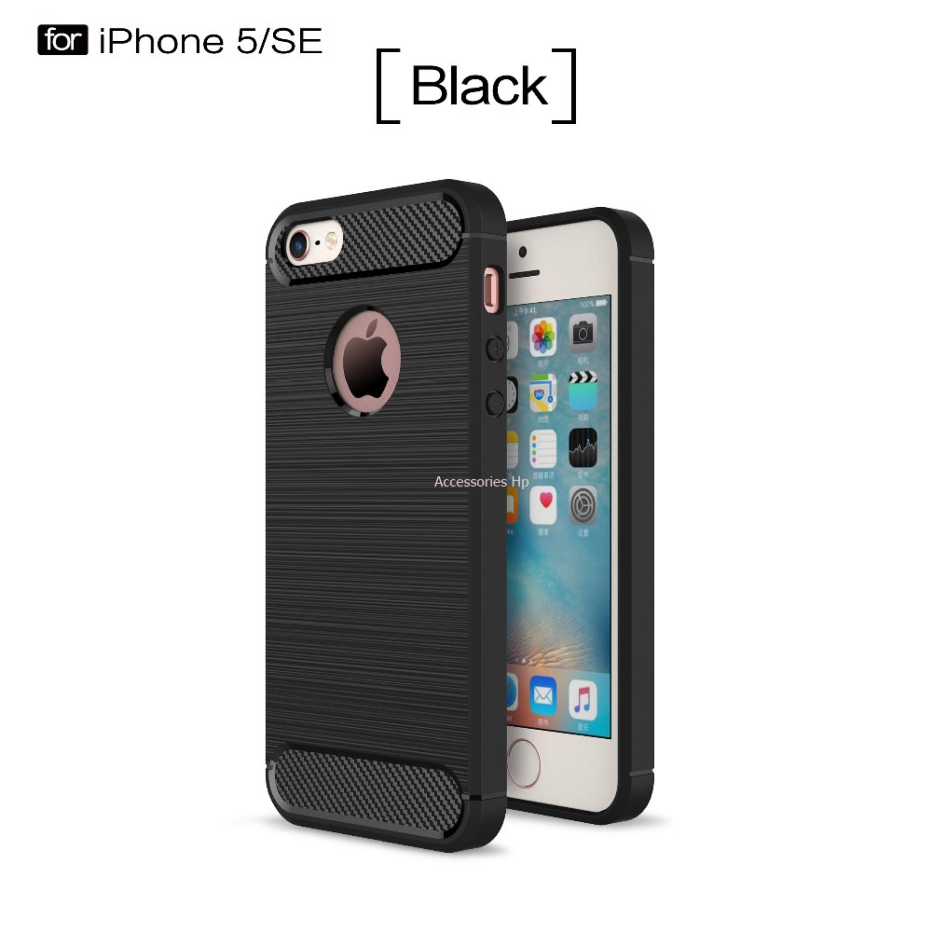 Accessories HP Premium Quality Carbon Shockproof Hybrid Case for iPhone 5 / 5s / SE - Black