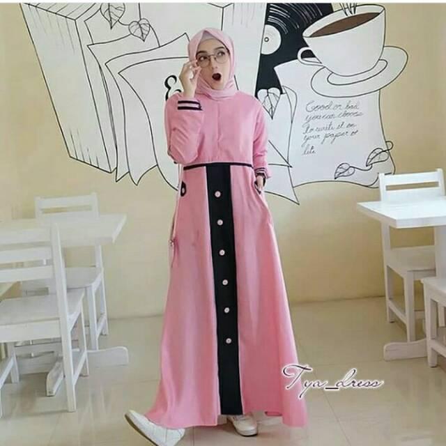 Tya dress vg/gamis balotelli/murah/syari/fashion remaja muslim (pink)