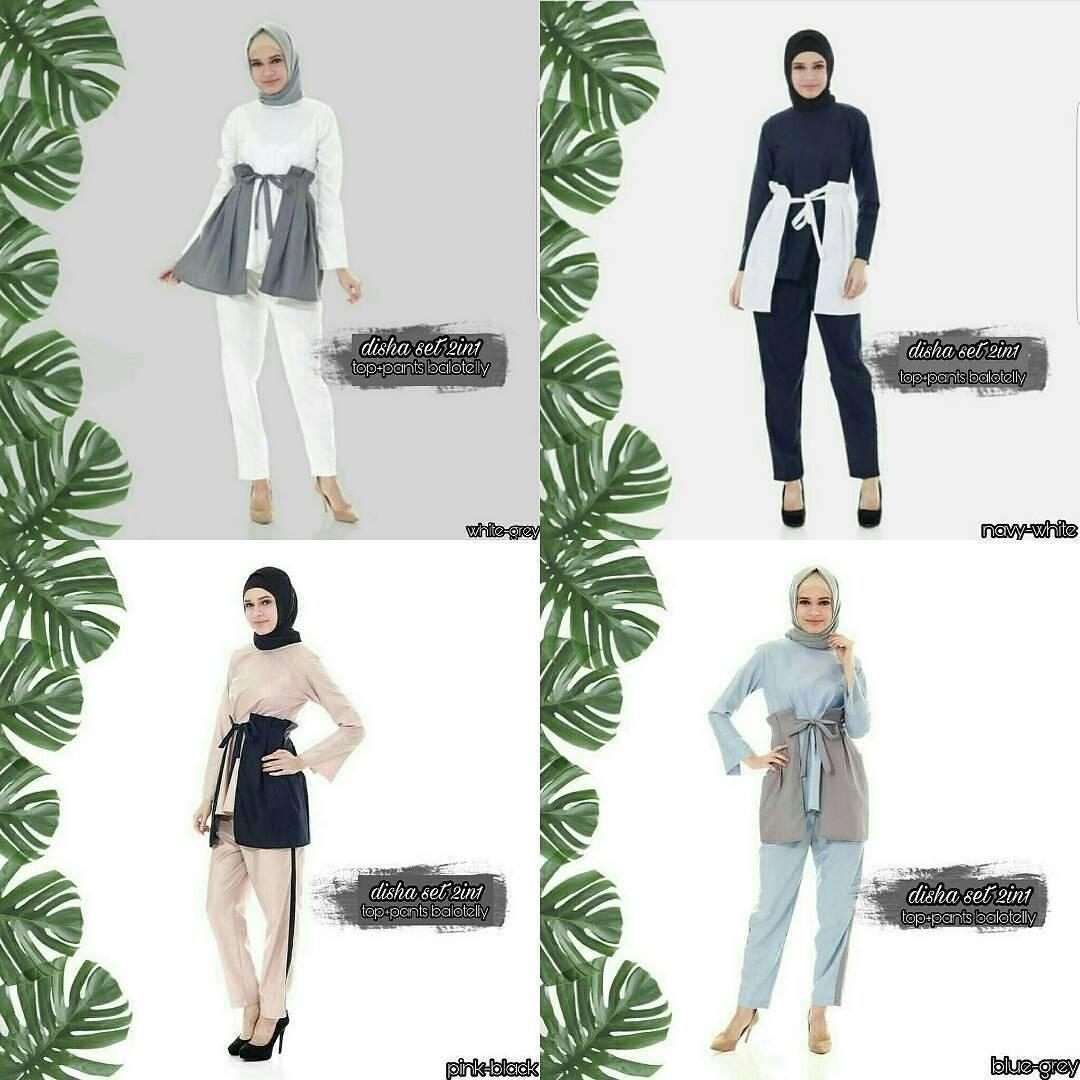 New Baju Original Disya Set 2in1 Balotely Setelan Atasan + Celana Rok Overall Fashion Wanita Pakaian Muslim Cewek Hijab