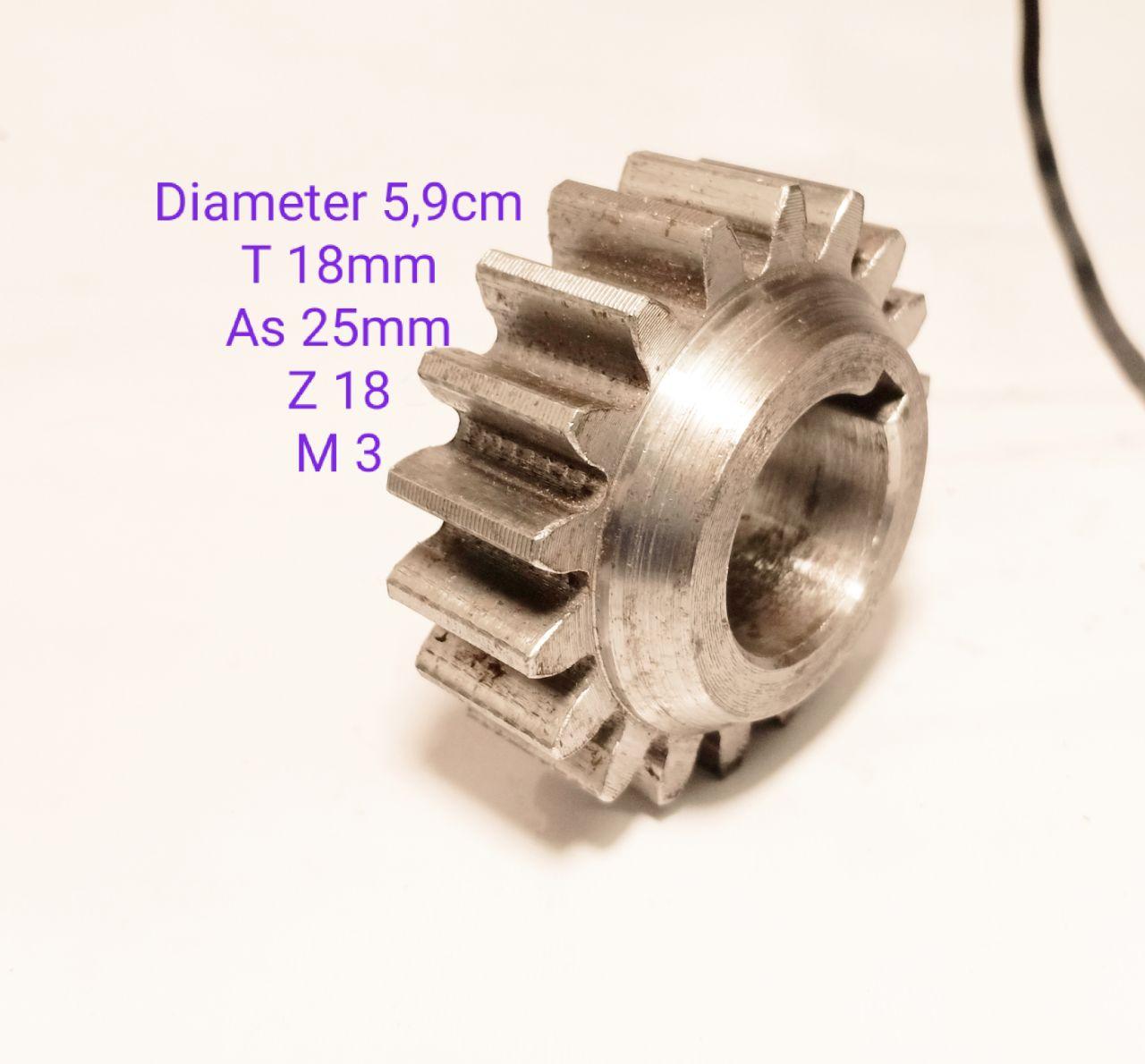 GEAR RODA GIGI DIAMETER 5,9 CM T 18MM AS 25MM Z 18