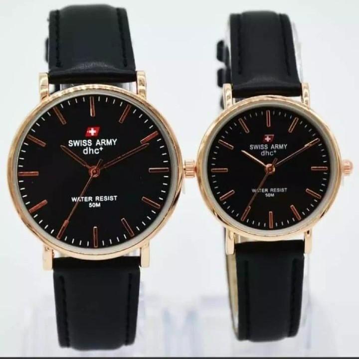 Swiss Army Fashion Trendy Kasual - Jam Tangan Couple/Pasangan Analog Quartz Rubber Strap Kulit Model Terbaru