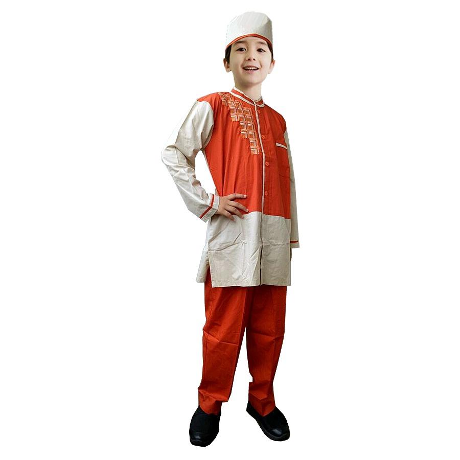 Fayrany FKW-004C Baju Muslim Koko Warna Anak Usia 2 - 14 Tahun - Bata