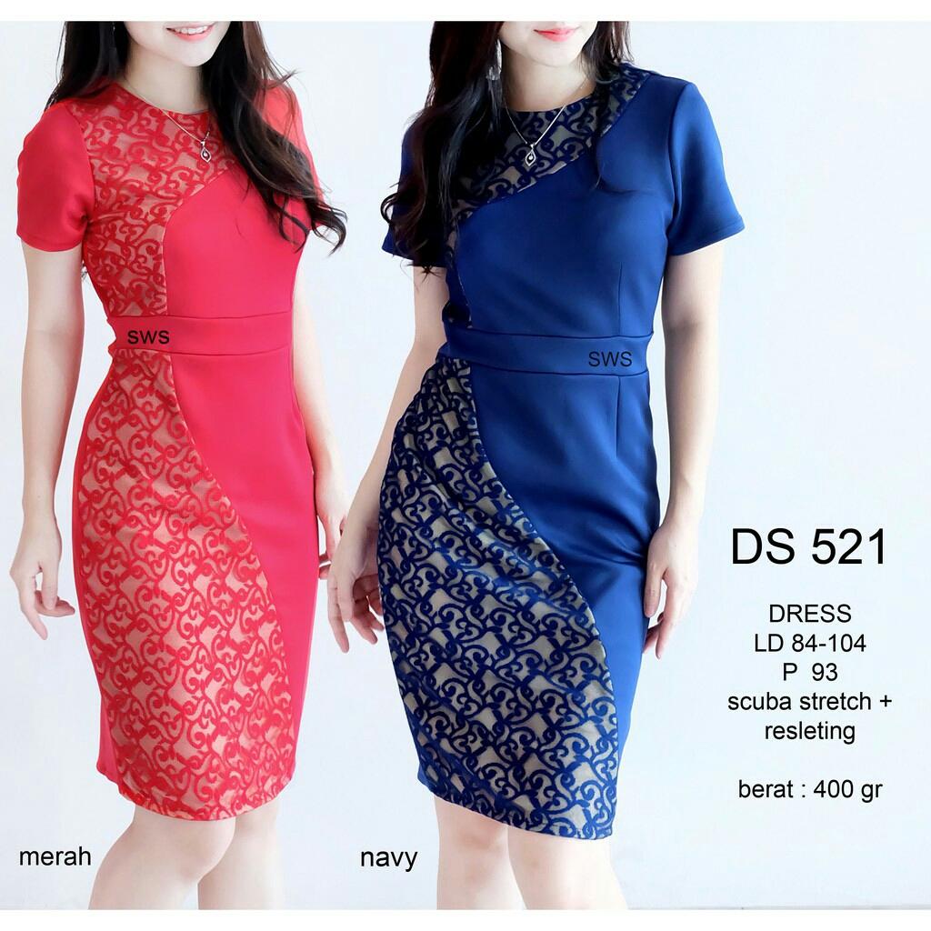 ALdera Dress Pesta Wanita Brukat Natal Bodycon Sepan Premium DS521