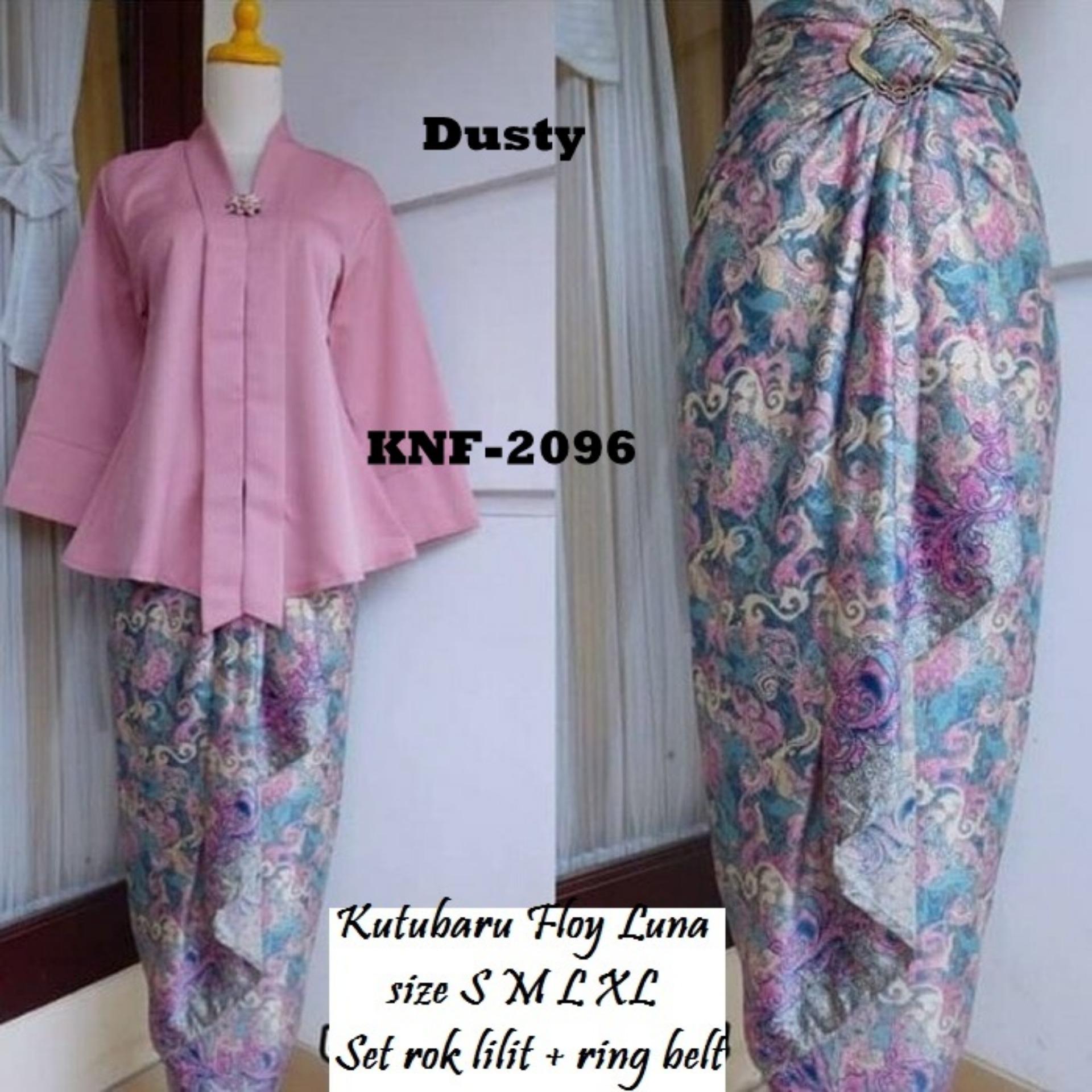 Kebaya Kutubaru Polos Floy Luna Pink Dusty Mix Rok Lilit Aneka Motif Klasik Pink