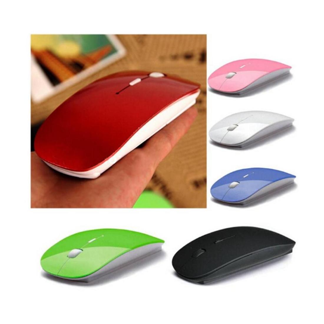 Mouse 2.4 GHz 1,000 DPI Ultra-tipis 3-Tombol Wireless Photoelectric Mouse (Pink)