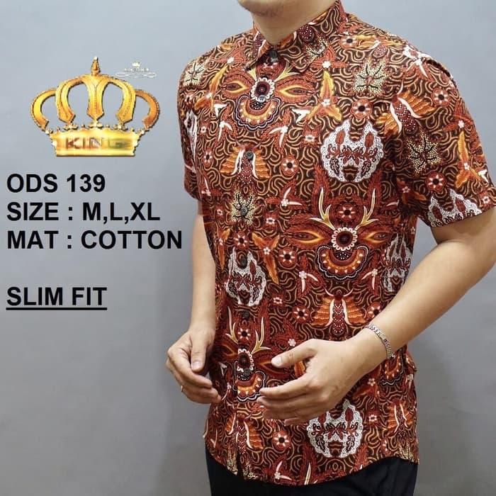 KEMEJA BATIK PRIA MODERN SLIMFIT ODS 139 - COKLAT L,M,XL Shnshop