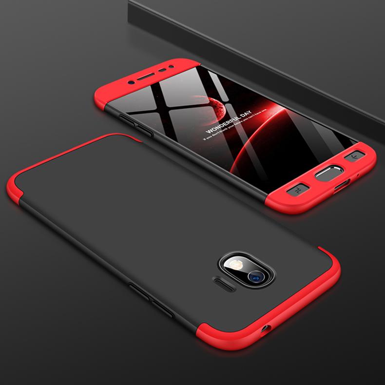 Mushroom Case Samsung Galaxy J2 Pro 2018 GKK Perlindungan Depan Belakang Full Body - Hitam List Merah