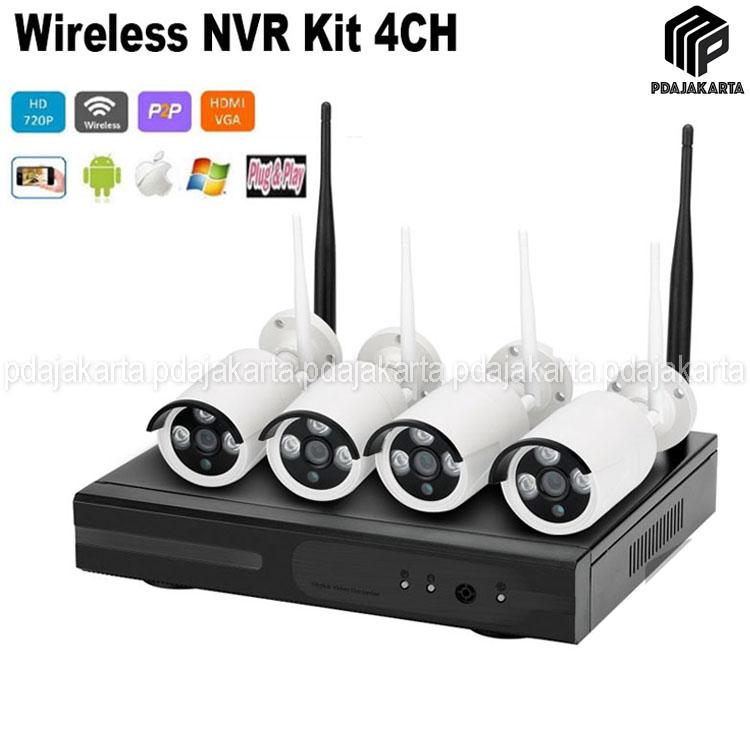 Kamera NVR CCTV Wireless Kit 4CH Outdoor/Indoor + Free Hardisk 500GB & Pemasangan Untuk Area Jabodetabek