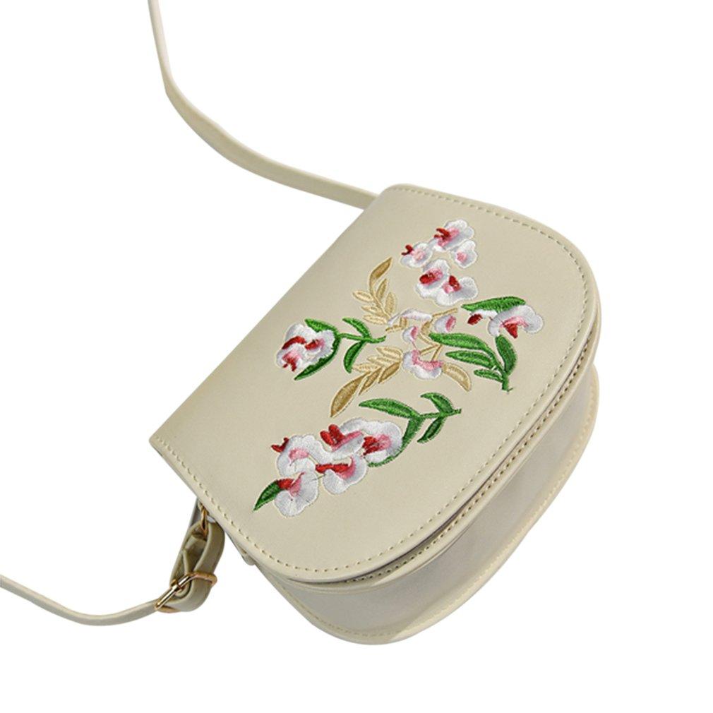 Fashion desain bordir bunga elegan PU kulit bahu tas Crossbody tas Satchel Flap tas wanita Messenger tas kecil