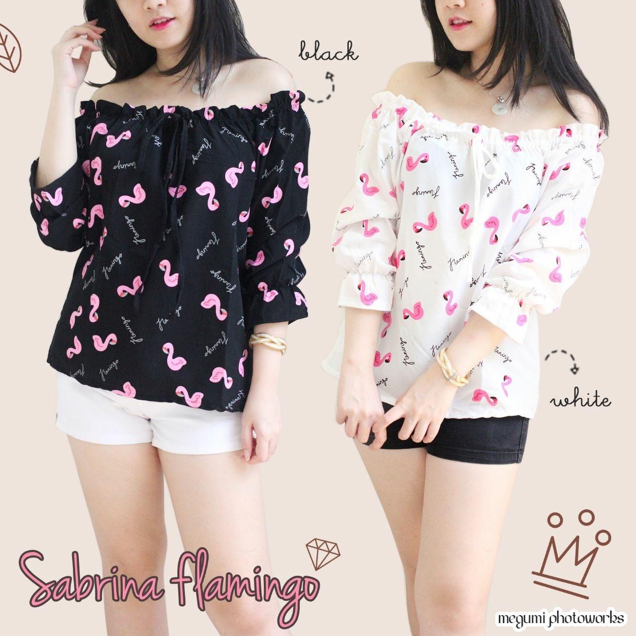Newone Shop Sabrina Flamingo - Baju Atasan Wanita - Blouse Wanita - Sabrina Flaminggo - Fashion