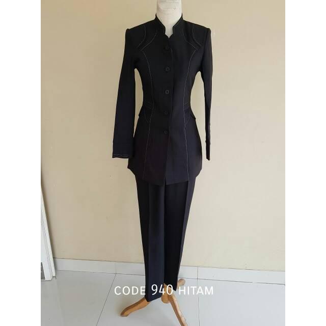 BAJU BLAZER WANITA KERJA KANTOR WANITA CEWEK HITAM BLACK PANJANG MUSLIMAH CANTIK MURAH GURU FORMAL