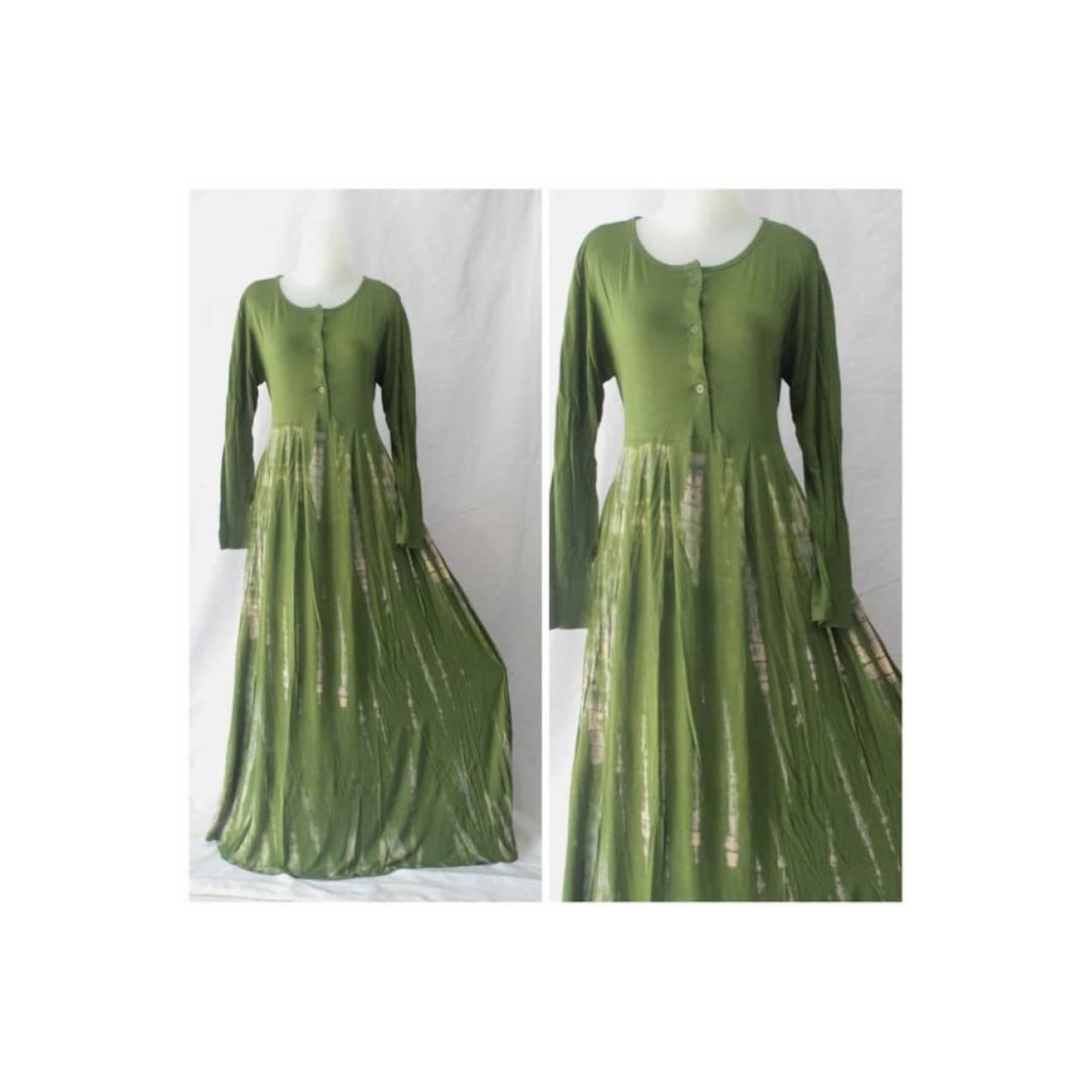 Gamis Jersey Bali Berkancing Warna Hijau Lumut Polos 6