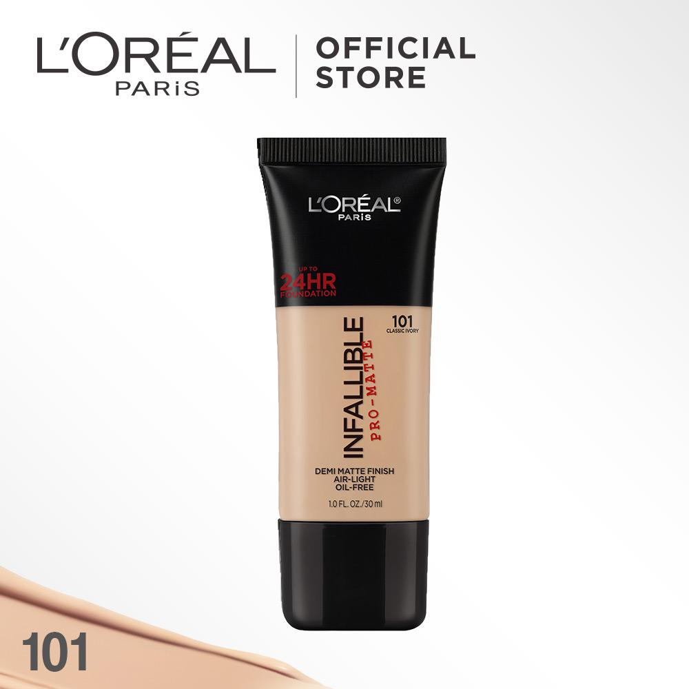 L'Oreal Paris Infallible Pro Matte Liquid Foundation - 101 Classic ivory by L'Oreal Paris Makeup Loreal Foundation Cair Matte For Normal to Oily Skin / Kulit Berminyak Long Lasting Tahan Lama