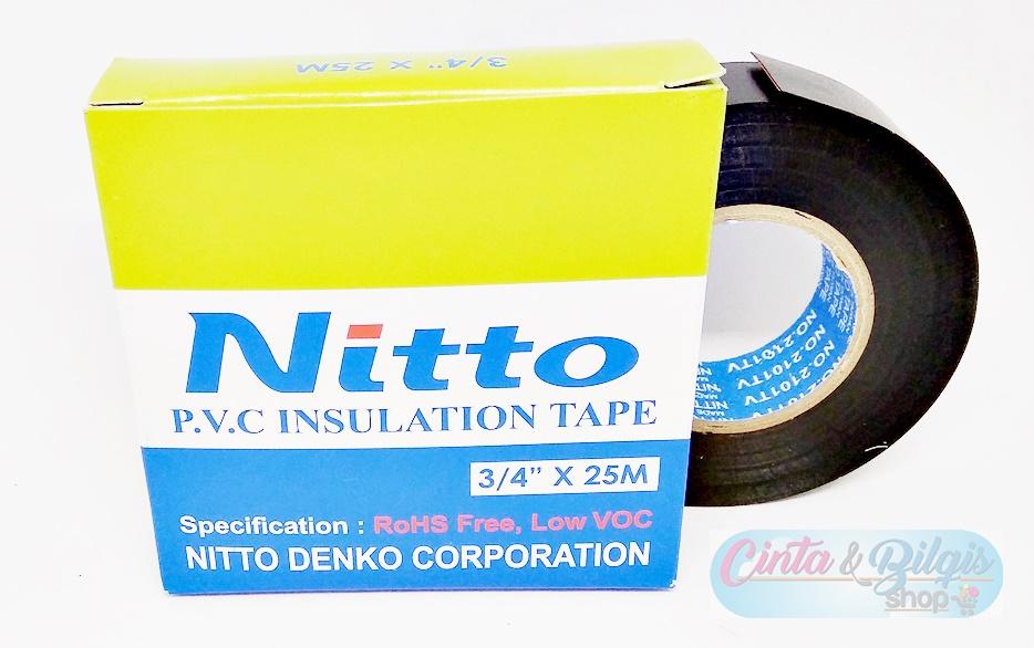 Isolasi Kabel Nitto PVC INSULATION ELECTRICAL TAPE - Hitam 3/4 Inch 25 Mtr