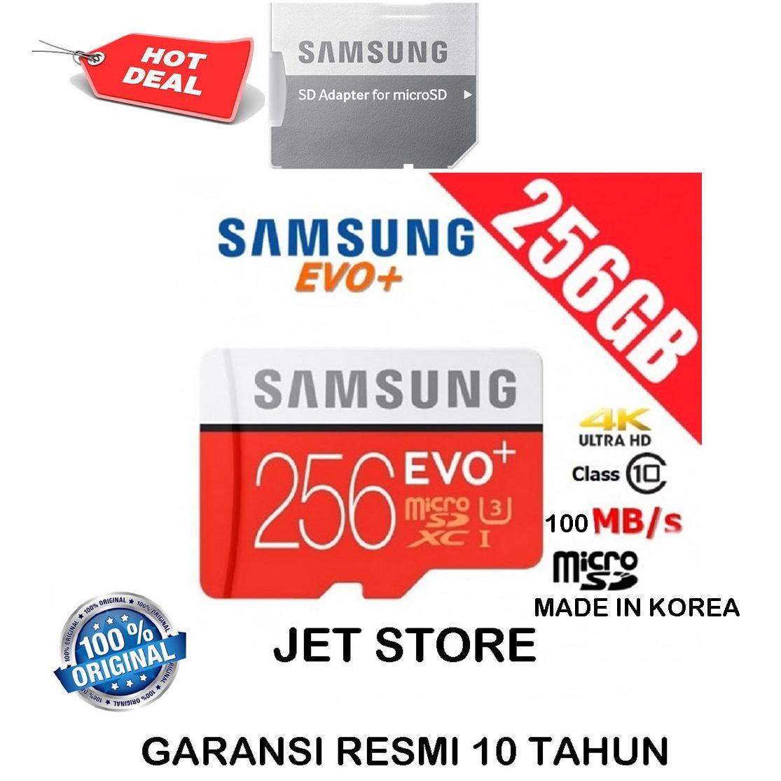 Samsung Memory Card MicroSDXC Evo Plus 256GB / 100MB/s with Adapter - Merah