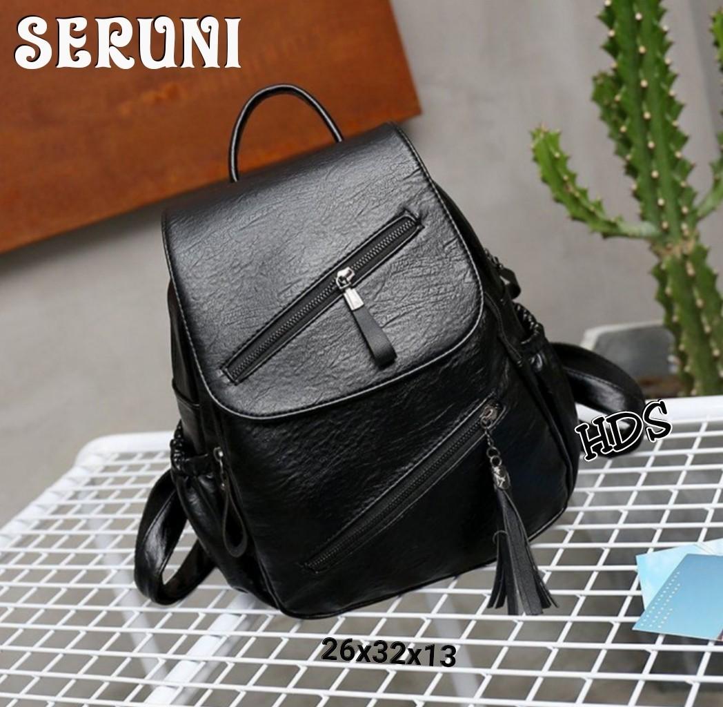 Seruni - Tas Ransel Wanita Terbaru / Tas Selempang Wanita / Dompet Wanita / Tas Punggung / Tas Ransel Wanita / Backpack Wanita / Tas Sekolah / Tas Anak - Black
