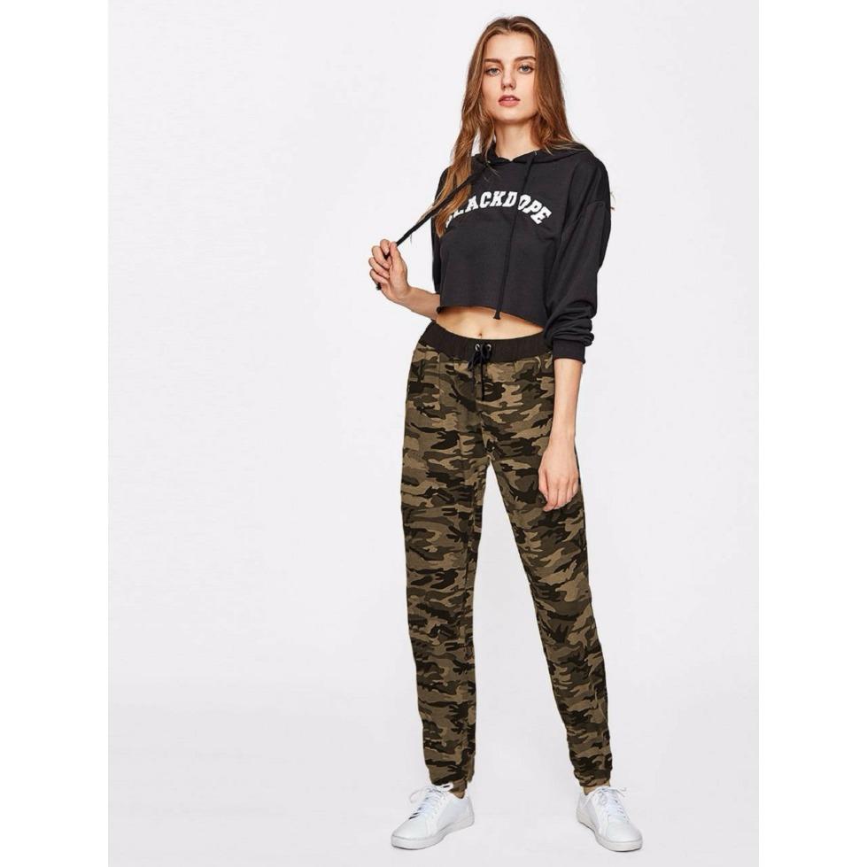 Okechuku TINA Celana Joger Panjang Training Wanita Motif Loreng (Army)