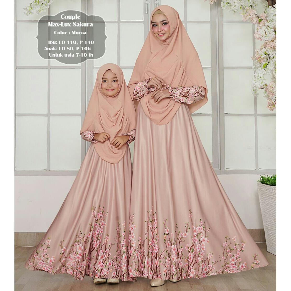 Humaira99 Gamis Syari Muslim Couple Ibu Anak Dress Hijab Muslimah Atasan Wanita Maxmara Sakura