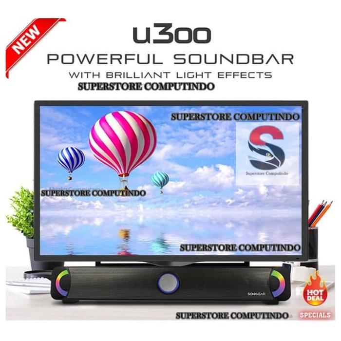 sonicgear U300 Powerful Soundbar audio with mic for pc laptop macbook tv - speaker aktif with usb power