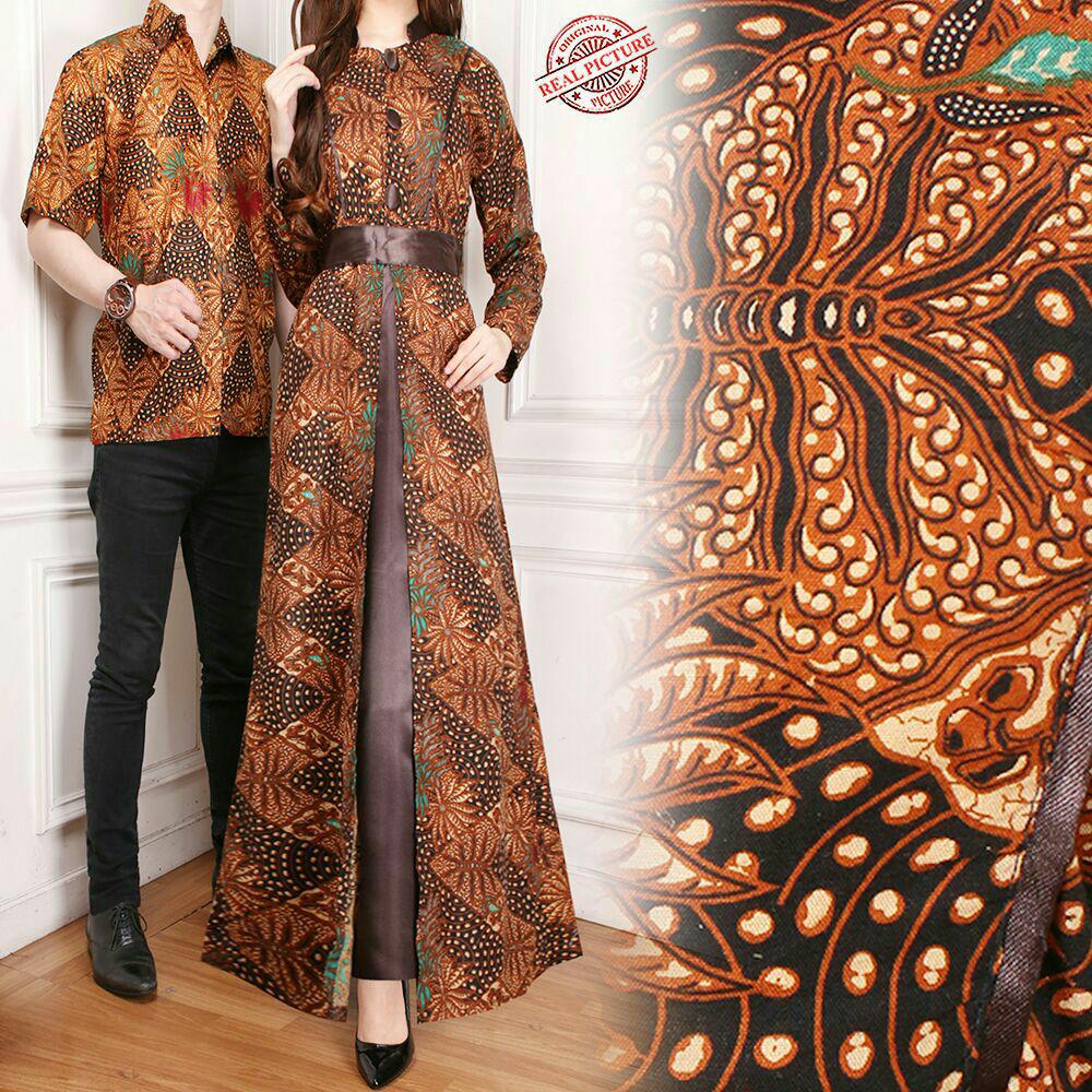Miracle Couple Gamis Longdress Batik Songket - Biru