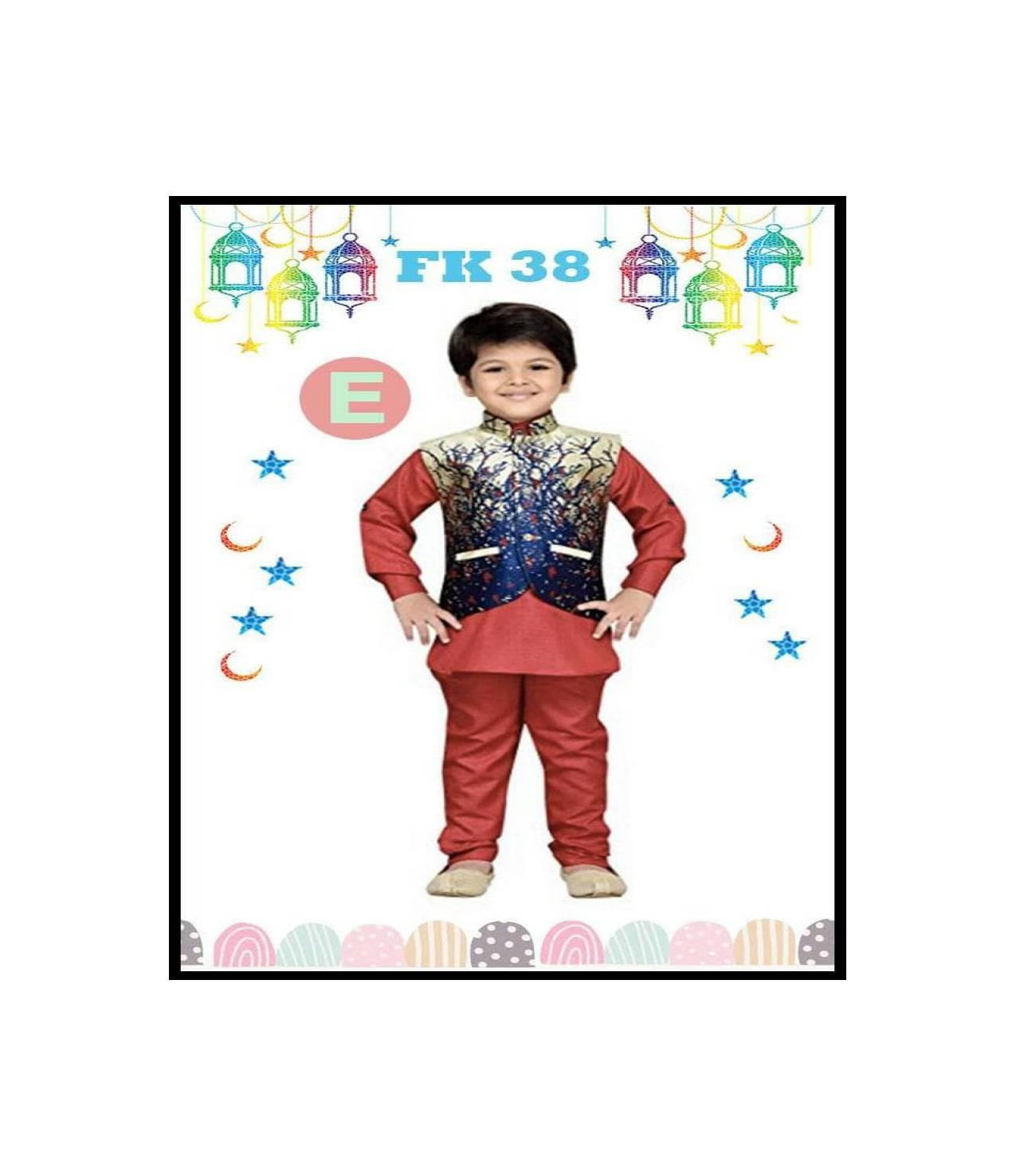 Fk 38E Baju Koko Anak Kecil India Pakistan Lebaran Import Merah Rompi