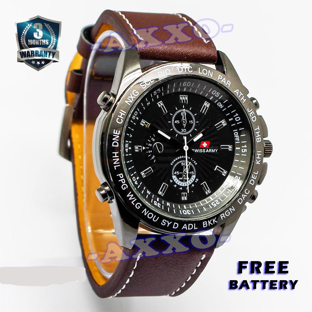 Swiss Army Jam Tangan Kasual - Jam Tangan Pria - Jam Tangan Kulit Sintetis - Jam Tangan Chrono Variasi - SA 0014/0027