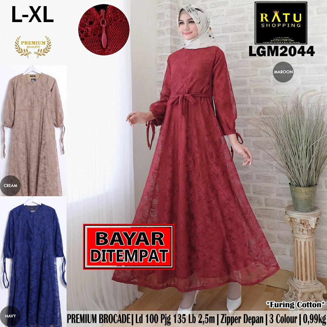 RATU SHOPPING Gamis brukat brokade real pic L XL gamis cantik gamis fashion muslim gamis trendy kekinian elegan murah trendy